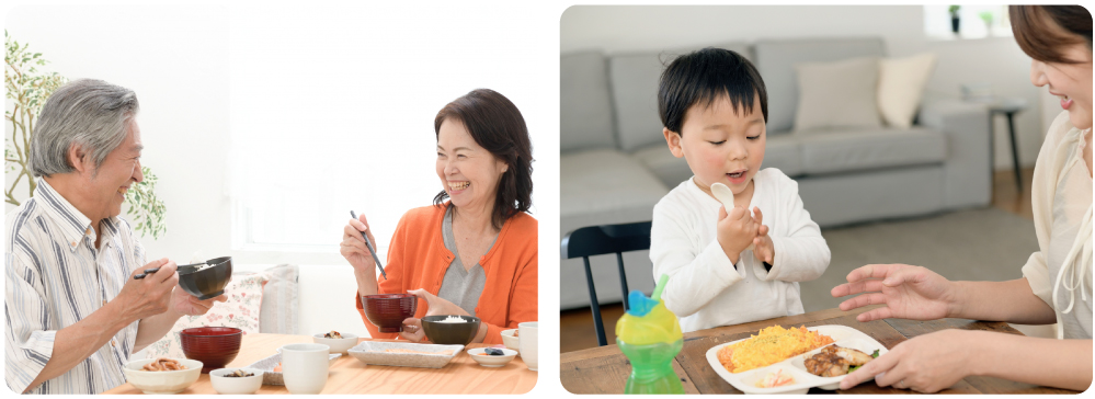 年配夫婦と親子